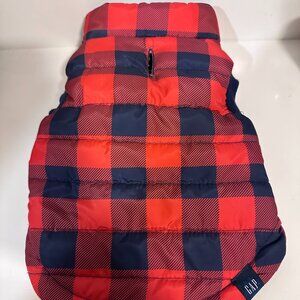 GAP Dog Puffer Vest XS Red Plaid Winter Jacket
